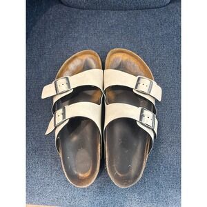 Birkenstock Arizona Cream Leather Two Strap Sandals Men's Size EU 43 US 12